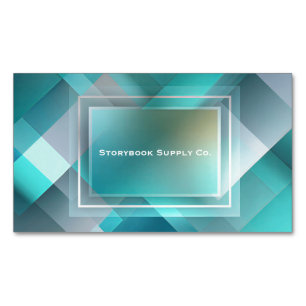 Modern Geometric Teal Abstract Layered Magnetic Business Card