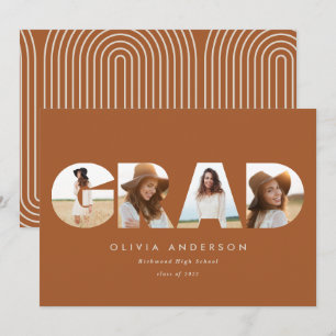 Modern geometric terracotta multi photo graduation