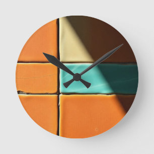 Modern Geometric Tile Pattern Design Round Clock