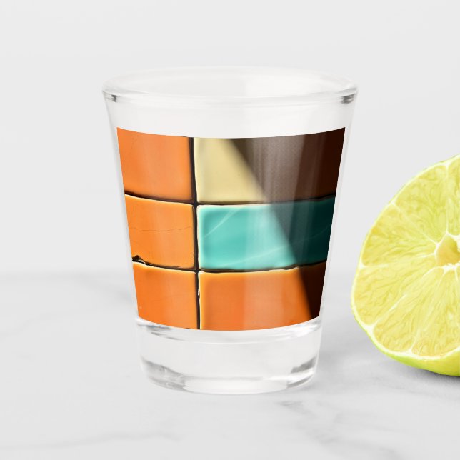 Modern Geometric Tile Pattern Design Shot Glass (Front)