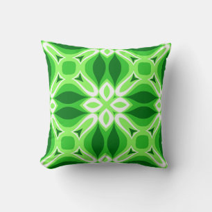 Modern Geometric Tile Pattern Emerald Green Cushion