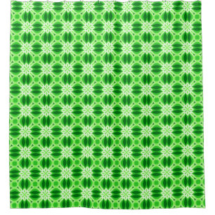 Modern Geometric Tile Pattern Emerald Green    Shower Curtain