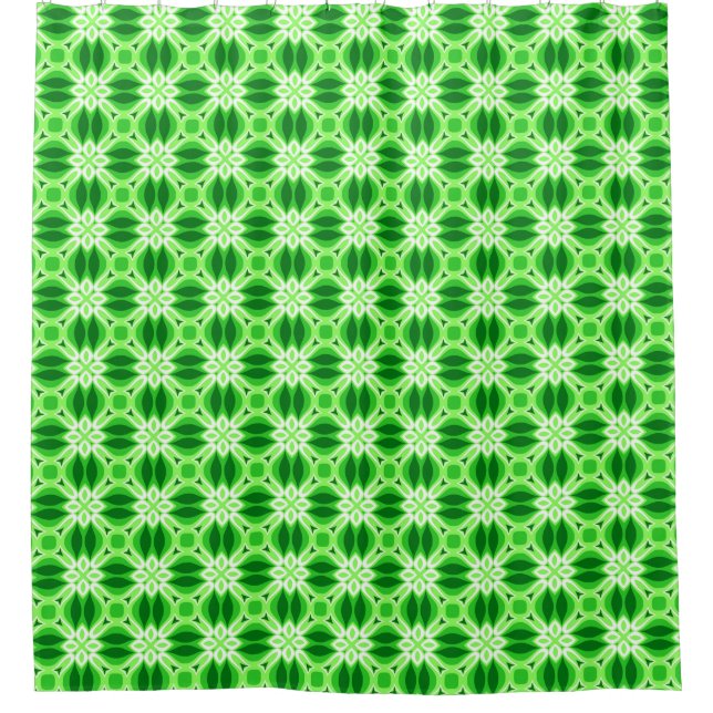 Modern Geometric Tile Pattern Emerald Green    Shower Curtain (Front)