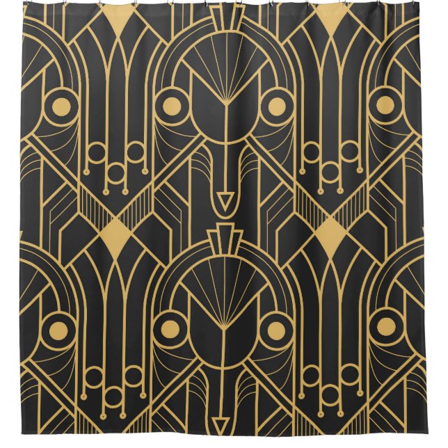 Modern Geometric Tiles Art Deco Shower Curtain (Front)