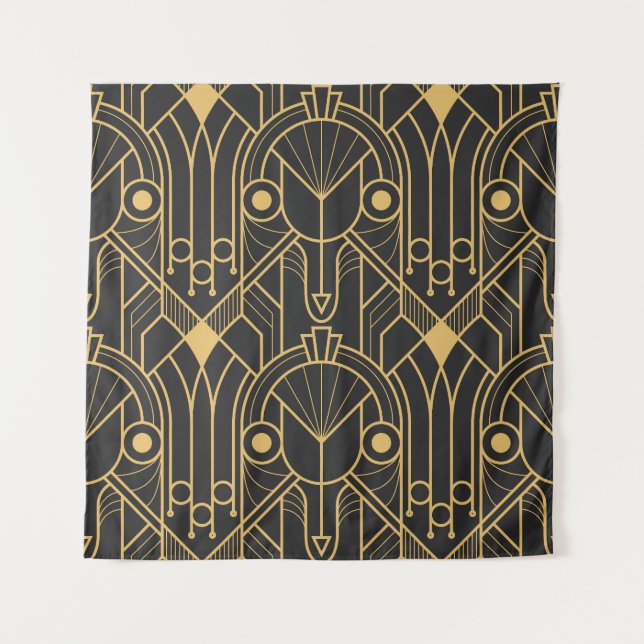 Modern Geometric Tiles Art Deco Tapestry (Front)