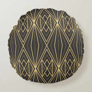 Modern geometric tiles pattern round cushion