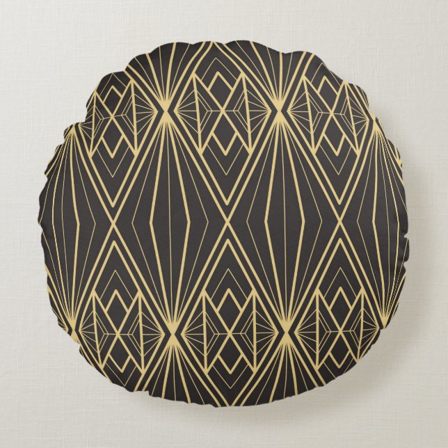 Modern geometric tiles pattern round cushion (Front)