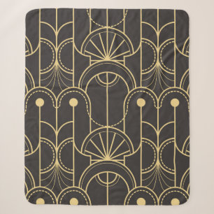 Modern geometric tiles pattern sherpa blanket
