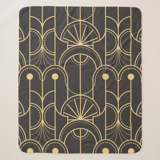 Modern geometric tiles pattern sherpa blanket (Front)