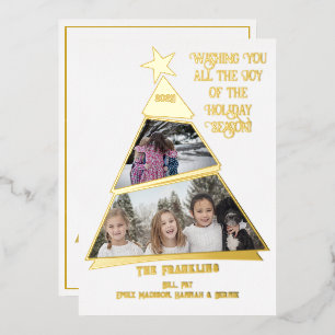 Modern Geometric Tilted Tree Photo Card Real Foil