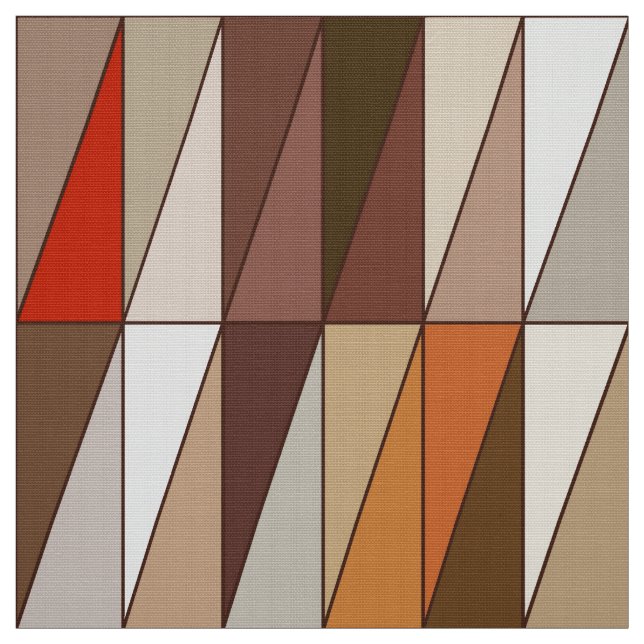 Modern Geometric Triangles, Beige, Brown, Red Fabric (Swatch)