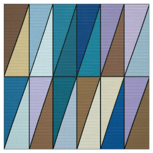 Modern Geometric Triangles, Blue and Coffee Brown Fabric