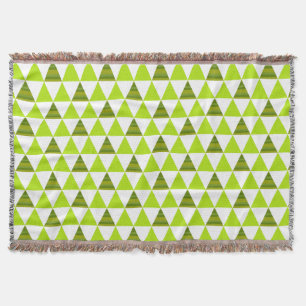 Modern Geometric Triangles Green & White Pattern Throw Blanket