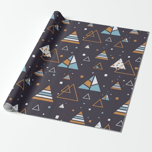 Modern Geometric Triangles Pattern 5 Wrapping Paper (Unrolled)