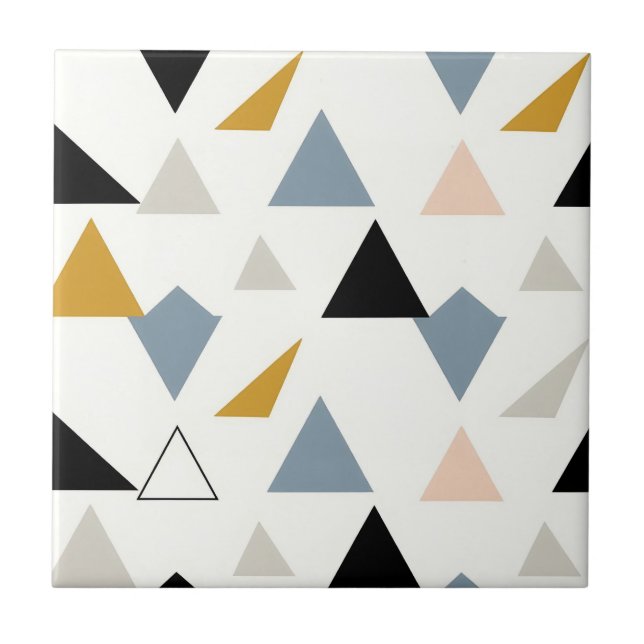 Modern Geometric Triangles Pattern Ceramic Tile (Front)