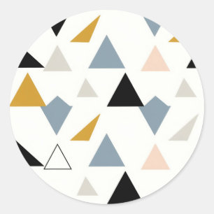 Modern Geometric Triangles Pattern Classic Round Sticker