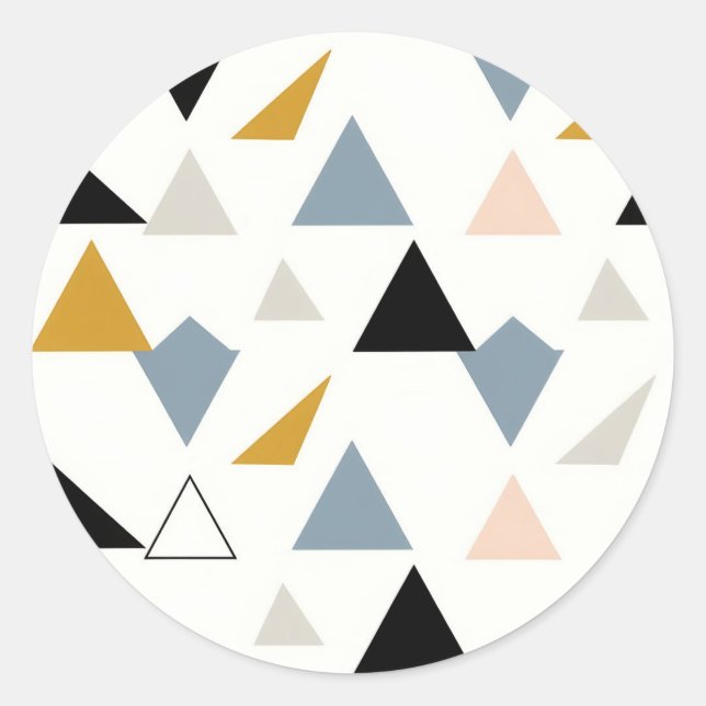 Modern Geometric Triangles Pattern Classic Round Sticker (Front)