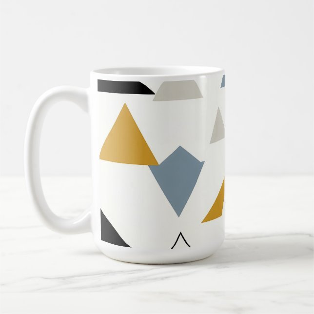 Modern Geometric Triangles Pattern Coffee Mug (Left)