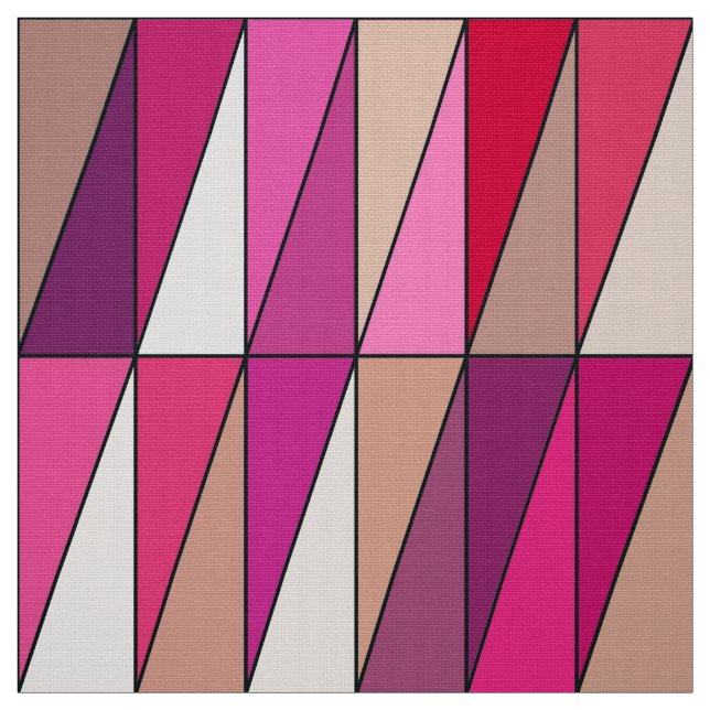 Modern Geometric Triangles, Violet, Pink and Beige Fabric (Swatch)