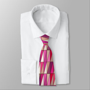 Modern Geometric Triangles, Violet, Pink and Beige Tie