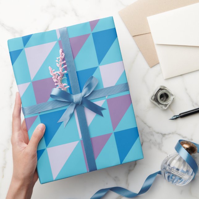 Modern Geometric, Triangular blue purple Wrapping Paper (Gifting)