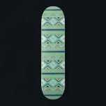 Modern Geometric Tribal Green Blue Pattern Skateboard<br><div class="desc">Modern Geometric Tribal Green Blue Pattern Skateboard features a colourful geometric pattern in green,  blue,  orange and white. Designed by ©Evco Studio www.zazzle.com/store/evcostudio</div>