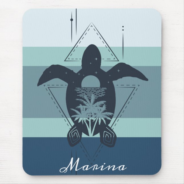 Modern Geometric Turtle Personalised Mouse Pad (Front)
