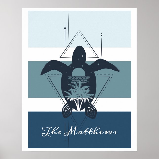Modern Geometric Turtle Personalized Poster (Front)