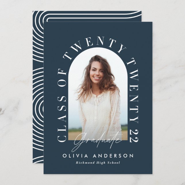 Modern geometric typography photo arch graduation (Front/Back)