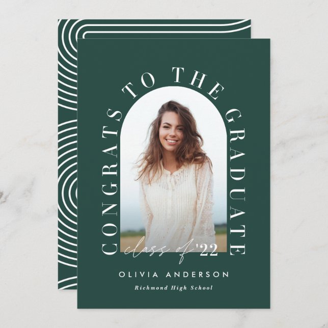 Modern geometric typography photo arch graduation (Front/Back)