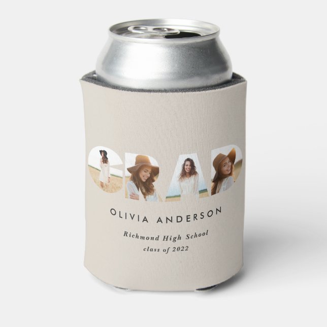 Modern geometric typography photo arch graduation can cooler (Can Back)