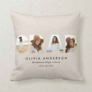 Modern geometric typography photo arch graduation cushion