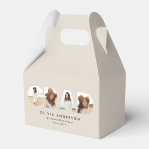 Modern geometric typography photo arch graduation favour box