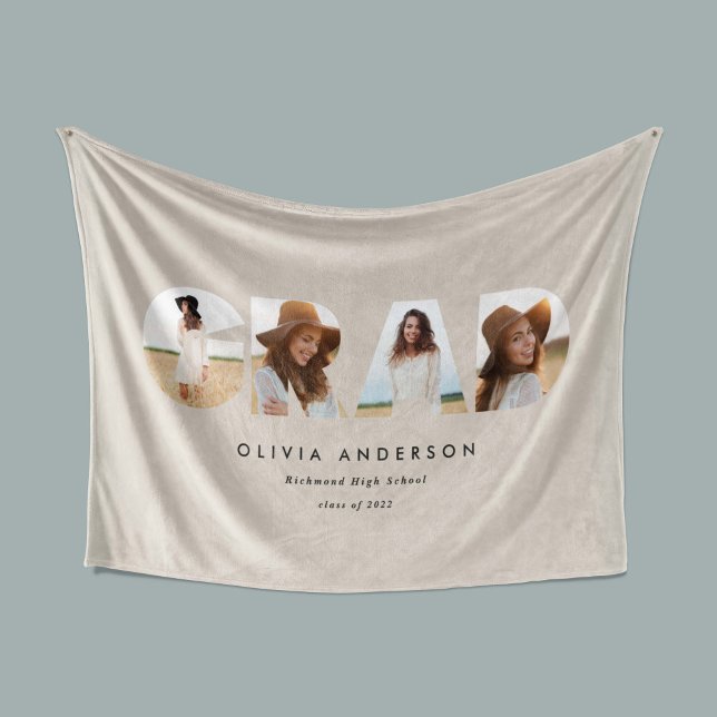 Modern geometric typography photo arch graduation fleece blanket (Creator Uploaded)