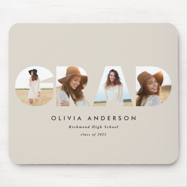 Modern geometric typography photo arch graduation mouse pad (Front)