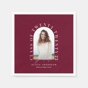 Modern geometric typography photo arch graduation napkin