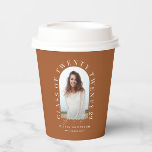 Modern geometric typography photo arch graduation paper cups