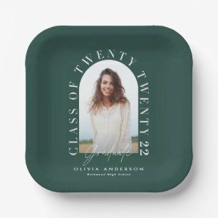 Modern geometric typography photo arch graduation paper plate