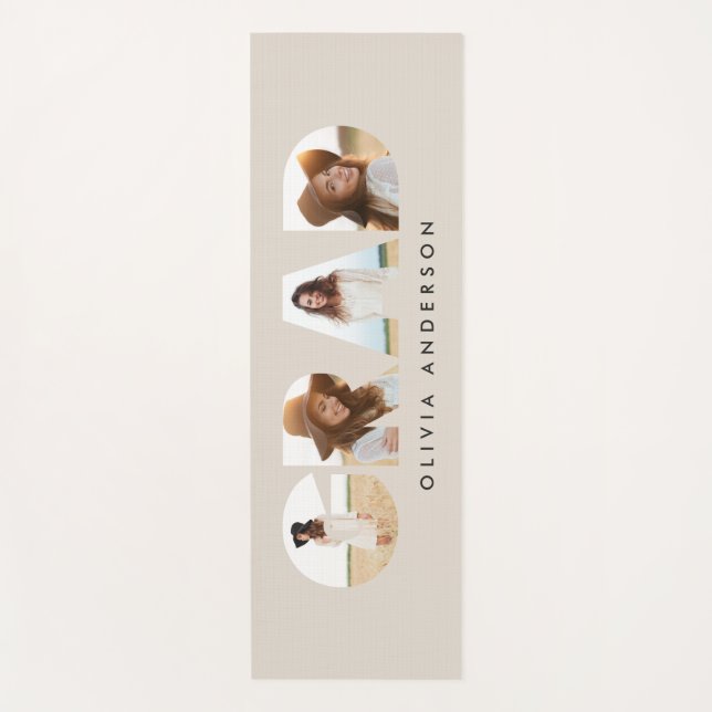 Modern geometric typography photo arch graduation yoga mat (Front)