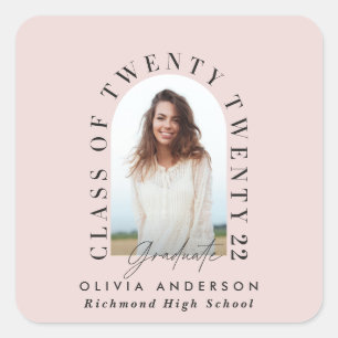 Modern geometric typography photo arch pink  square sticker