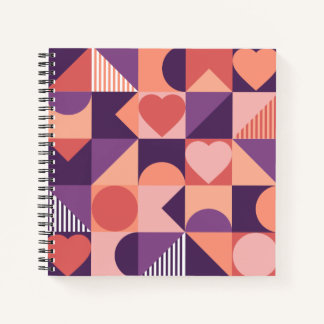 Modern geometric valentine pattern notebook