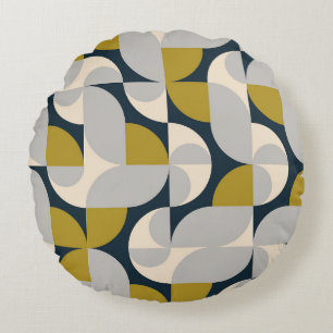 Modern Geometric Vintage Retro Background Round Cushion