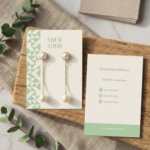 Modern Geometric Vintage Sage Earring Display Business Card