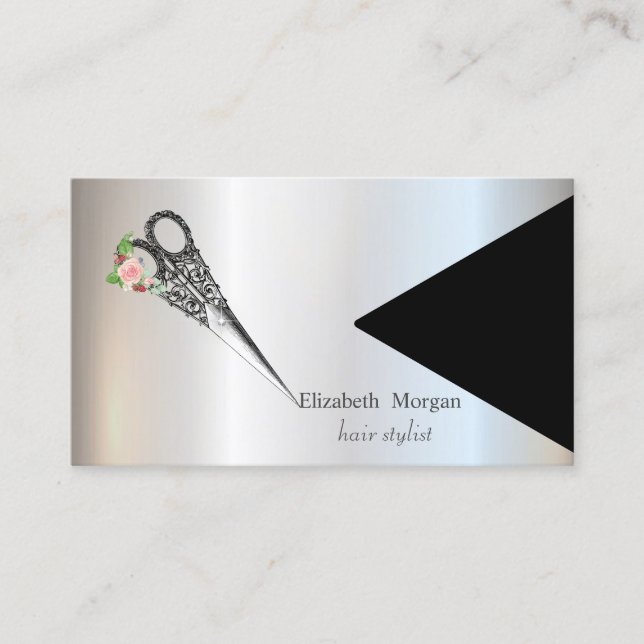 Modern Geometric Vintage Scissors Business Card (Front)