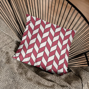 Modern Geometric Viva Magenta Herringbone Chevron Cushion