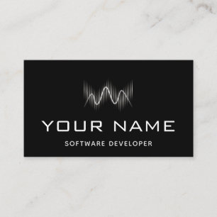 Modern Geometric Wave Software Developer Techno Business Card