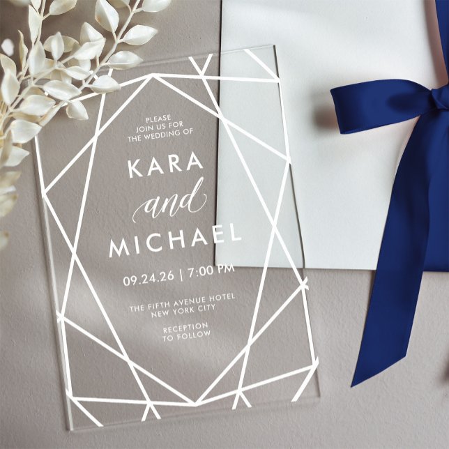 Modern Geometric Wedding Acrylic Invitations (Creator Uploaded)