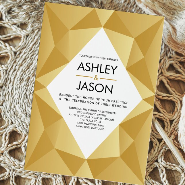 Modern Geometric Wedding Invitation in Gold (Creator Uploaded)