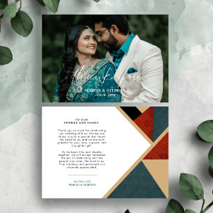 Modern Geometric Wedding Photo Thank You Card