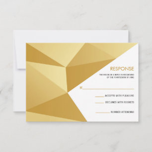 Modern Geometric Wedding Response Card in Gold